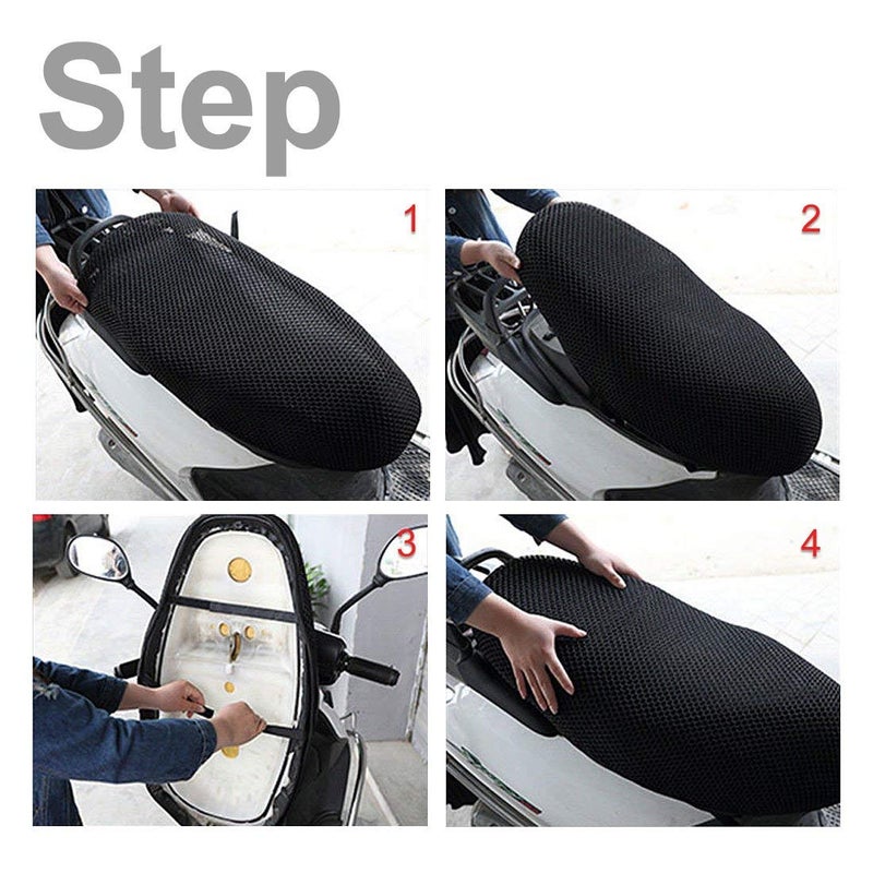 AUTUT Universal Seat Cover for Dirt Bike,Motorcycle Scooter Moped Seats Cover 3D Spacer Mesh Fabric Soft Anti-Slip Cushion Seat(L,Dark Red) - Image 3